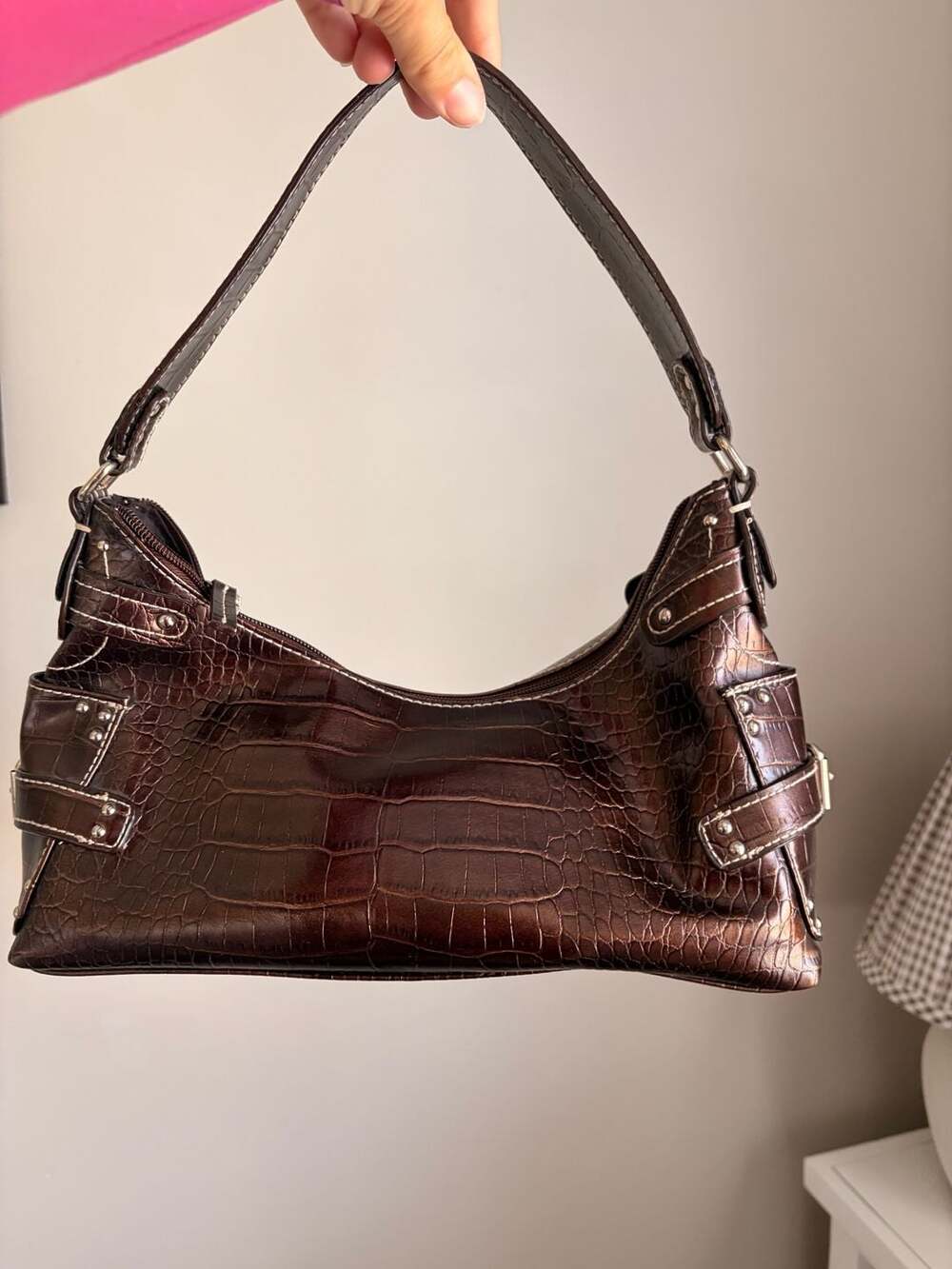 Y2k Shoulder Bag with Buckle Detail